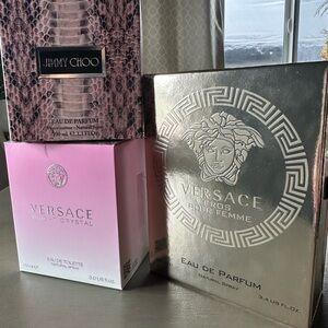 NEW Versace BRIGHT CRYSTAL 3oz, Versace EROS 3.4oz, Jimmy Choo Parfum 3.3oz